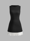 Fashionkova Two-Tone Sleeveless Pleated Short Dress