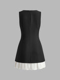 Fashionkova Two-Tone Sleeveless Pleated Short Dress