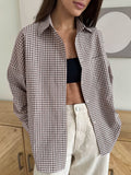 Fashionkova Cotton Plaid Lapel Versatile Shirt