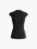 Fashionkova Minimalist Piping Zipper Blouse