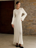 Fashionkova Piping Ruffle Drawstring Knit Dress