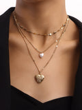 Fashionkova Triple Layered Heart Charm Necklace