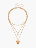 Fashionkova Triple Layered Heart Charm Necklace