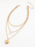 Fashionkova Triple Layered Heart Charm Necklace