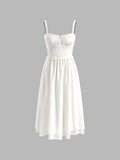 Fashionkova Ruffle Hem Cami Plain Midi Dress