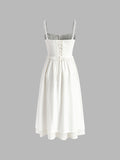 Fashionkova Ruffle Hem Cami Plain Midi Dress
