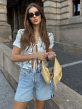 Fashionkova Tie Front Floral Blouse