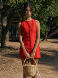 Fashionkova Button-Front Sleeveless Short Dress
