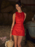 Fashionkova Button-Front Sleeveless Short Dress