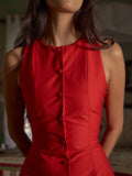 Fashionkova Button-Front Sleeveless Short Dress