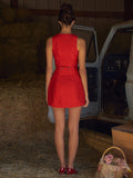 Fashionkova Button-Front Sleeveless Short Dress