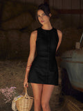 Fashionkova Button-Front Sleeveless Short Dress
