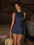 Fashionkova Button-Front Sleeveless Short Dress