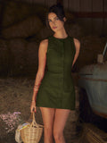 Fashionkova Button-Front Sleeveless Short Dress
