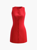 Fashionkova Button-Front Sleeveless Short Dress