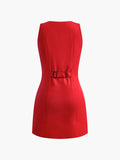 Fashionkova Button-Front Sleeveless Short Dress