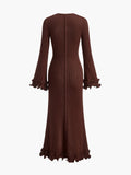 Fashionkova Piping Ruffle Drawstring Knit Dress