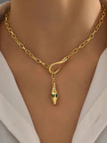 Fashionkova Rhinestone Snake Chain Necklace