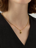 Fashionkova Minimalist Tiger Eye Pendant Necklace