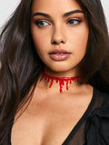 Fashionkova Halloween Imitation Blood Dripping Choker Necklace