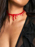 Fashionkova Halloween Imitation Blood Dripping Choker Necklace