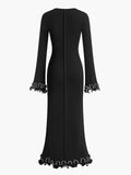 Fashionkova Piping Ruffle Drawstring Knit Dress