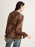 Fashionkova Leopard Printed Ruffle Thin Shirt