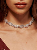 Fashionkova Rhinestone Twist Choker Necklace