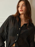 Fashionkova Semi-Sheer Button Polo Shirt