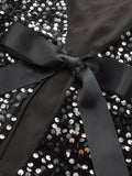 Fashionkova V-Neck Sequins Bow Blouse