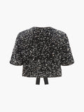 Fashionkova V-Neck Sequins Bow Blouse
