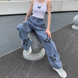 Fashionkova Butterfly Print Jeans