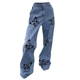 Fashionkova Butterfly Print Jeans