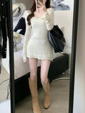 Fashionkova Calynda Knitted Lace Mini Dress