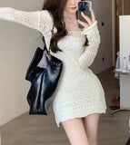 Fashionkova Calynda Knitted Lace Mini Dress