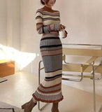 Fashionkova Carabella Striped Knit Midi Dress