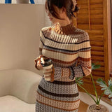 Fashionkova Carabella Striped Knit Midi Dress