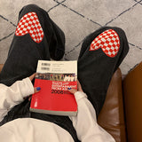Fashionkova Checker Heart Wide Jeans