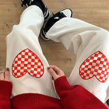 Fashionkova Checker Heart Wide Jeans