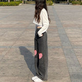 Fashionkova Checker Heart Wide Jeans