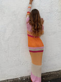 Fashionkova Ifrah Color Block Knitted Maxi Dress