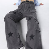 Fashionkova Downtown Girl Star Baggy Jeans