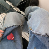 Fashionkova Early 2000s Pixel Heart Wide Jeans