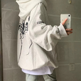 Fashionkova Embroidery Spider Zip Up Oversized Hoodie