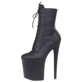 Fashionkova JIALUOWEI INS Style 20CM Extreme High Heels Platform Boots Lace Up Sexy Pole Dancing Ankle Boots Side Zip 5-12