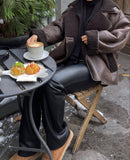 Fashionkova Minsa Shearling-Lined Faux Leather Jacket