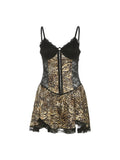 Fashionkova Kriti Leopard Lace Splice Dress