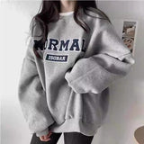 Fashionkova Letter Embroidered Round Neck Oversized Sweatshirt
