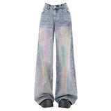 Fashionkova Vintage Style Brush Strokes Jeans