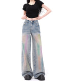 Fashionkova Vintage Style Brush Strokes Jeans